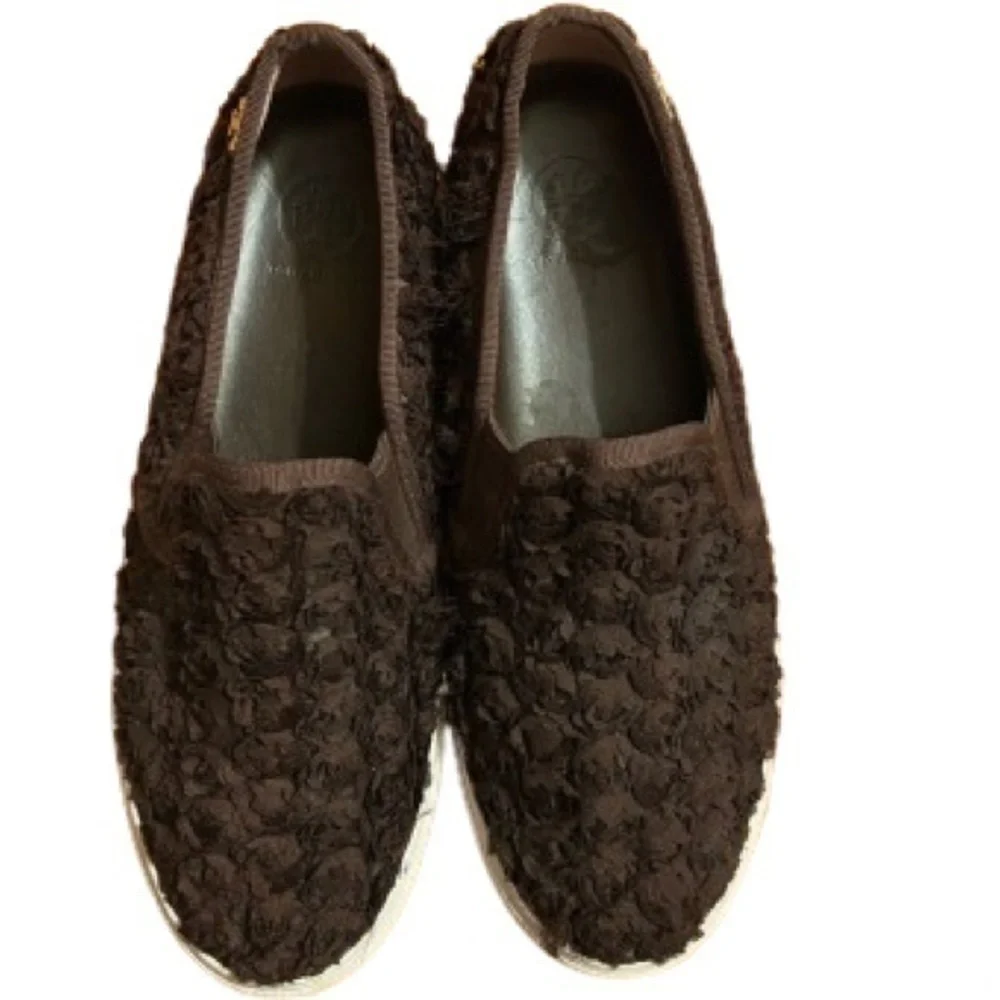 Tory Burch dark brown rosette slip on trainers size 8